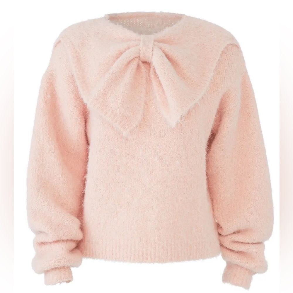 by TiMo Soft Pink Fuzzy Bow Sweater